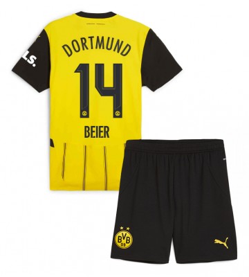 Borussia Dortmund Maximilian Beier #14 Hemmakläder Barn 2024-25 Kortärmad (+ Korta byxor)